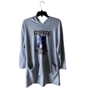 Soul Mia Graphic Hooded Shirt XL Long Sleeves Coffee Because Murder Is Wrong Top